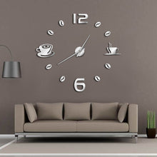 Load image into Gallery viewer, Cafe DIY Large Wall Clock Frameless Giant Wall Clock Modern Design Cafe Coffee Mug Coffee Bean Wall Decor Kitchen Wall Watch