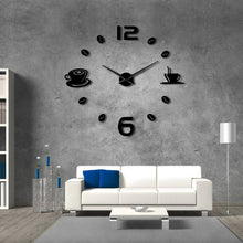 Load image into Gallery viewer, Cafe DIY Large Wall Clock Frameless Giant Wall Clock Modern Design Cafe Coffee Mug Coffee Bean Wall Decor Kitchen Wall Watch