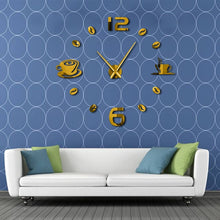 Load image into Gallery viewer, Cafe DIY Large Wall Clock Frameless Giant Wall Clock Modern Design Cafe Coffee Mug Coffee Bean Wall Decor Kitchen Wall Watch