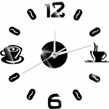 Load image into Gallery viewer, 3D DIY Digital Number Coffee Cup  Acrylic Clock Self-adhensive Quartz Non-ticking Wall Clock Kitchen Home Decor
