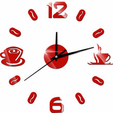 Load image into Gallery viewer, 3D DIY Digital Number Coffee Cup  Acrylic Clock Self-adhensive Quartz Non-ticking Wall Clock Kitchen Home Decor