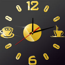 Load image into Gallery viewer, 3D DIY Digital Number Coffee Cup  Acrylic Clock Self-adhensive Quartz Non-ticking Wall Clock Kitchen Home Decor