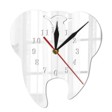 Load image into Gallery viewer, Mirror Effect Tooth Dentistry Wall Clock Laser Cut Decorative Dental Clinic Office Decoration Teeth Care Dental Surgeon Gift