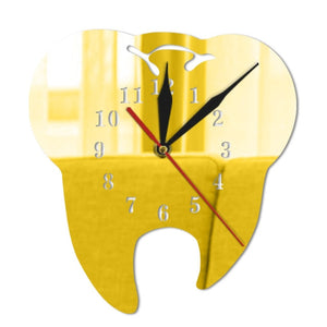 Mirror Effect Tooth Dentistry Wall Clock Laser Cut Decorative Dental Clinic Office Decoration Teeth Care Dental Surgeon Gift