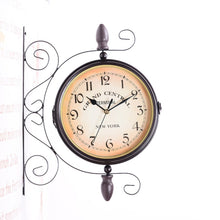 Load image into Gallery viewer, AsyPets Double-Side Wall Mount Clock with Mute Movement Home Office Hotel Decoration Gift -40