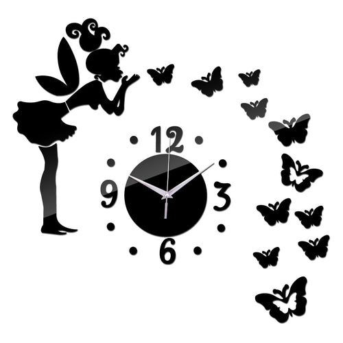 2019 new limited time-limited 3d clocks Quartz Acrylic wall clock mirror fairy sticker kids decor watch free Needle shipping