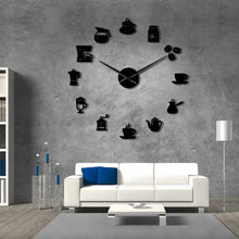 Load image into Gallery viewer, Cafe DIY Large Wall Clock Frameless Giant Wall Clock Modern Design Cafe Coffee Mug Coffee Bean Wall Decor Kitchen Wall Watch