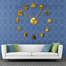 Load image into Gallery viewer, Cafe DIY Large Wall Clock Frameless Giant Wall Clock Modern Design Cafe Coffee Mug Coffee Bean Wall Decor Kitchen Wall Watch