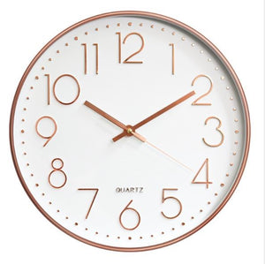 2019 12 Inch Rose Gold Wall Clock Digital Scale Quartz Watch for Kids Rooms Bedroom Living Room Home Decoration