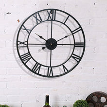 Load image into Gallery viewer, 40/47CM Nordic Metal Roman Numeral Wall Clocks Retro Iron Round Face Black Gold Large Outdoor Garden Clock Home Decoration