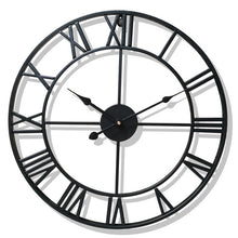 Load image into Gallery viewer, 40/47CM Nordic Metal Roman Numeral Wall Clocks Retro Iron Round Face Black Gold Large Outdoor Garden Clock Home Decoration