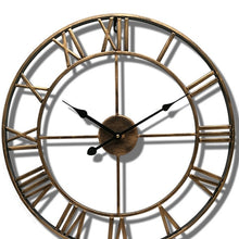 Load image into Gallery viewer, 40/47CM Nordic Metal Roman Numeral Wall Clocks Retro Iron Round Face Black Gold Large Outdoor Garden Clock Home Decoration