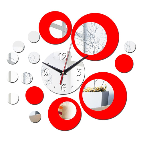 new wall clock modern design 3d clocks quartz watch plastic Living Room mirror Wall Sticker relogio de parede home decor