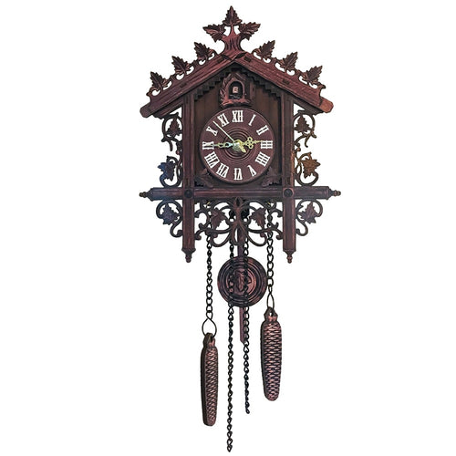 Retro European Style Vintage Cuckoo Clock Hand-carved Wood Wall Clock Handicraft Vintage Alarm Clock for Home Office Deor
