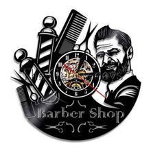 Load image into Gallery viewer, Barber Shop Wall Clock Modern Barbershop Decoration Vinyl Record Wall Clock Hanging Hairdresser Wall Watch for Barber Salon