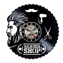 Load image into Gallery viewer, Barber Shop Wall Clock Modern Barbershop Decoration Vinyl Record Wall Clock Hanging Hairdresser Wall Watch for Barber Salon