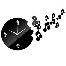 Load image into Gallery viewer, New design musical note decoration wall clocks mirror acrylic wall stickers for living room wall watches for gifts wall clock