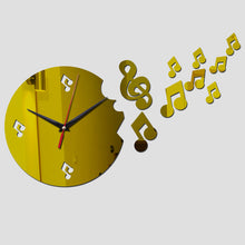 Load image into Gallery viewer, New design musical note decoration wall clocks mirror acrylic wall stickers for living room wall watches for gifts wall clock